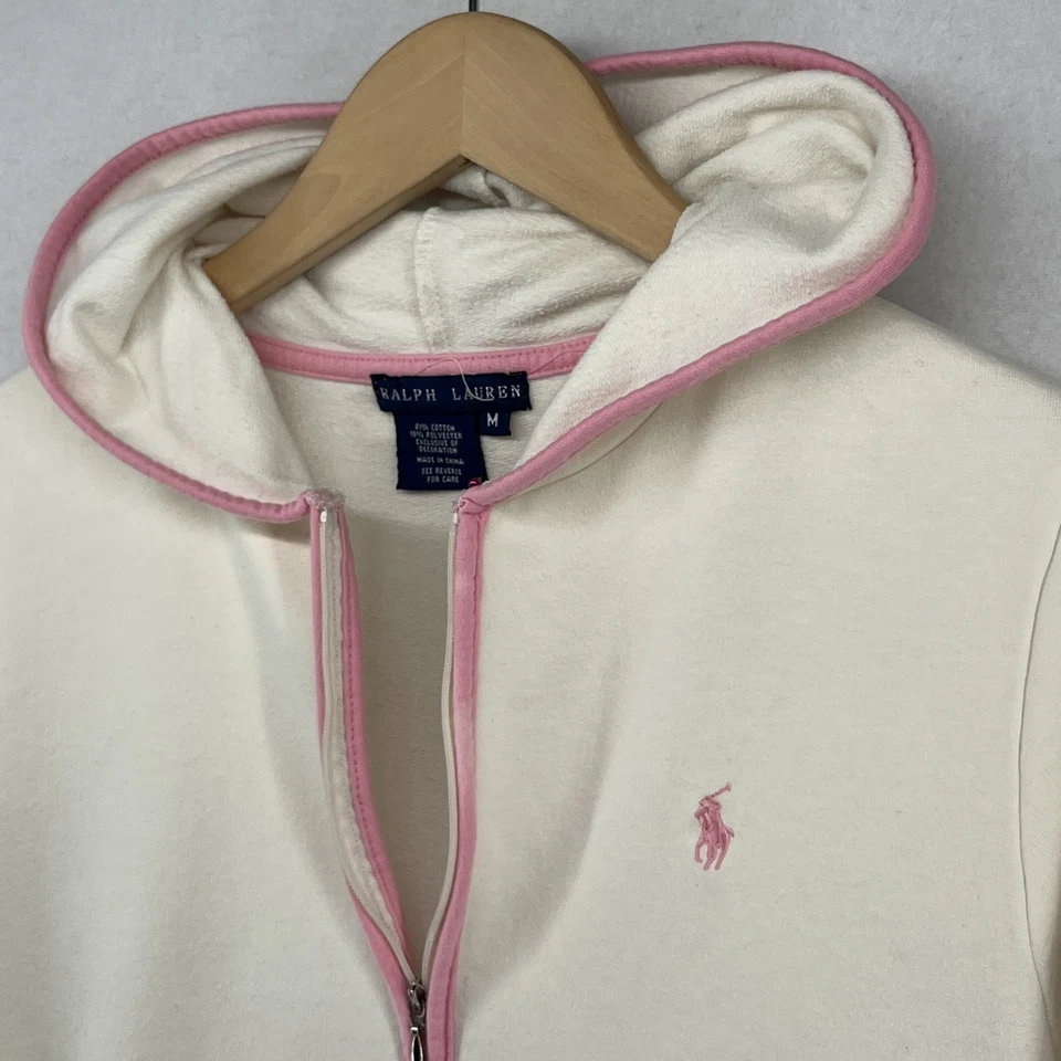 Sudadera con Capucha Ralph Lauren Niñas M Terry Francés Mezcla de Algodón Cremallera Completa Sudadera Marfil Foto 4 de 4