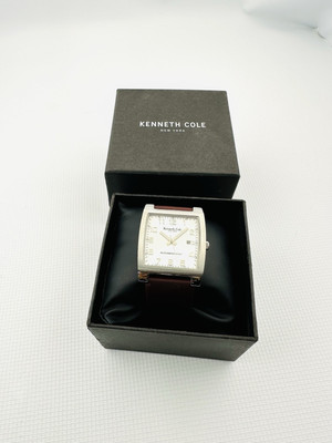 Kenneth Cole Men’s KC1241 Brown Leather Strap Big number Silver White Dial Watch Kenneth Cole Unisex KC1251 Brown Leather Strap Big number  main image 4