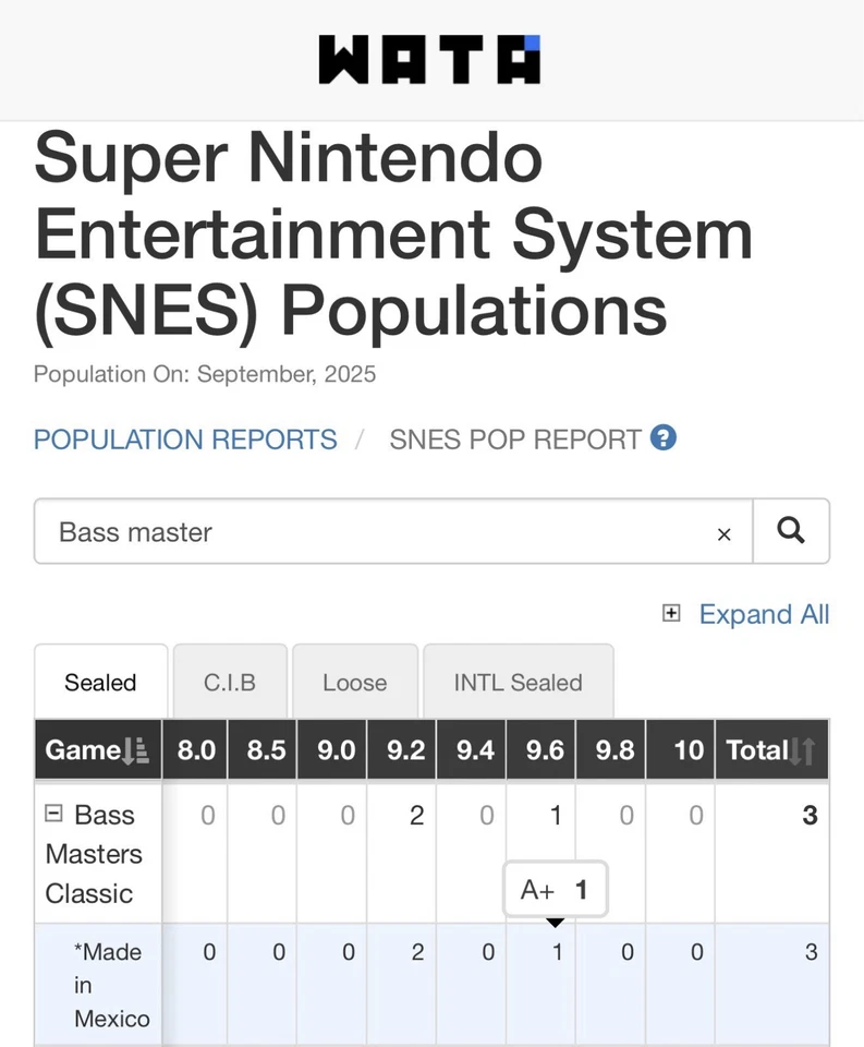 Bass Masters Classic Fishing SUPER NINTENDO SNES Game Boy Color GBC WATA VGA CGC - Image 2 of 4