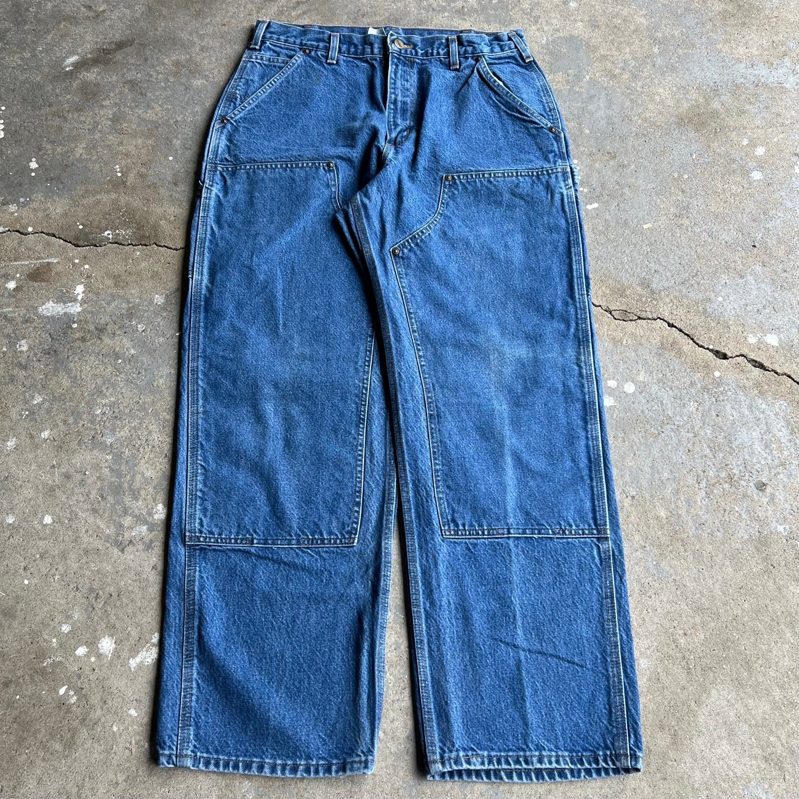 Vintage Carhartt Double Knee Carpenter Jeans Blue Denim Work Pants