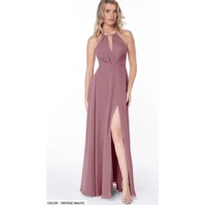 Azazie Evalleen Vintage Mauve Chiffon Halter Bridesmaid Dress A8