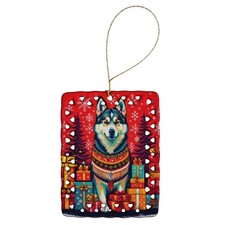 Alaskan Malamute Holiday Christmas Dog Porcelain Ornament