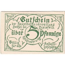 [#293291] Germany, Bethel bei Bielefeld, 5 Pfennig, UNC