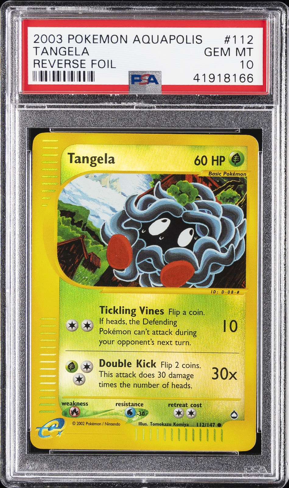 2003 POKEMON AQUAPOLIS #112 TANGELA-REVERSE FOIL PSA 10