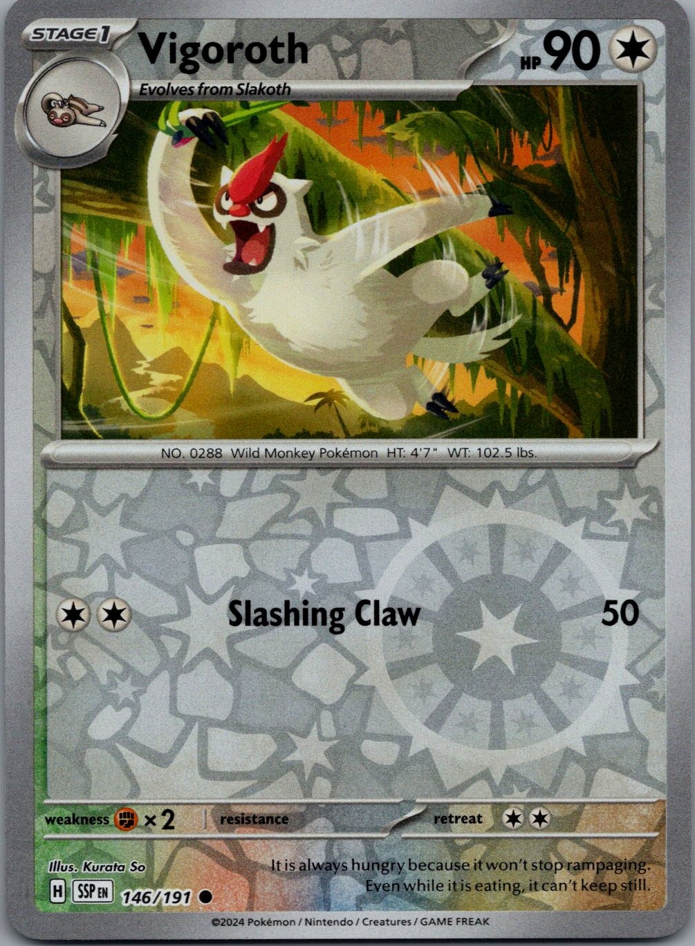 Vigoroth 146/191 C Surging Sparks Pokemon Reverse Holo Near Mint
