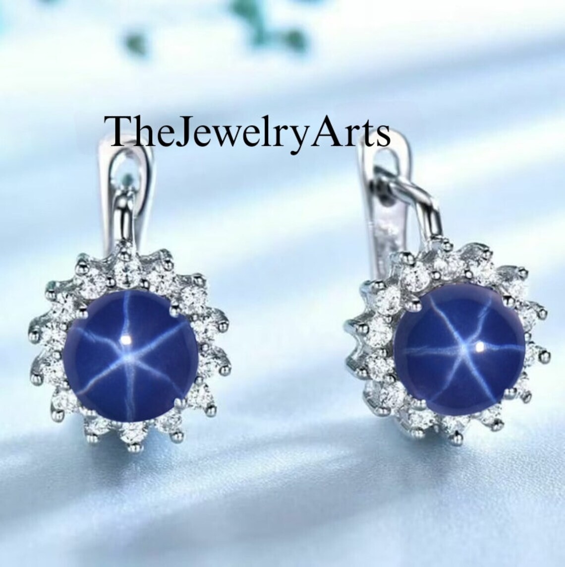 Earrings Star Blue Silver Dainty Women Stud Star Sapphire Earrings