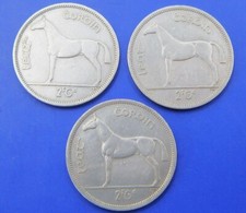 3 IRISH  HALFCROWNS  HORSE COINS MIXED DATES 1951-67 / SNIFF'S  ANCIENT COINS