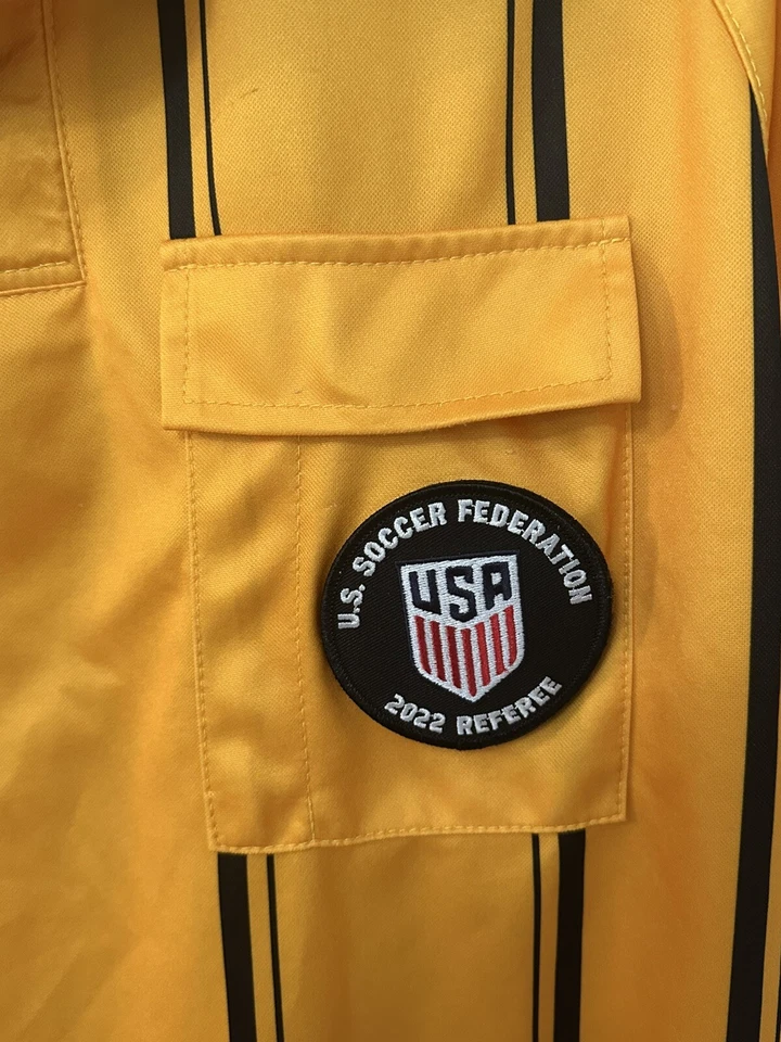 US Soccer Federation Referee Shirt Short Sleeve Yellow Large w/Badge - Image 3 of 4