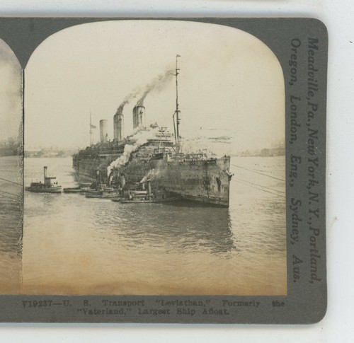 US Transport Leviathon größtes Schiff maritim Keystone Stereoview - Bild 1 von 2