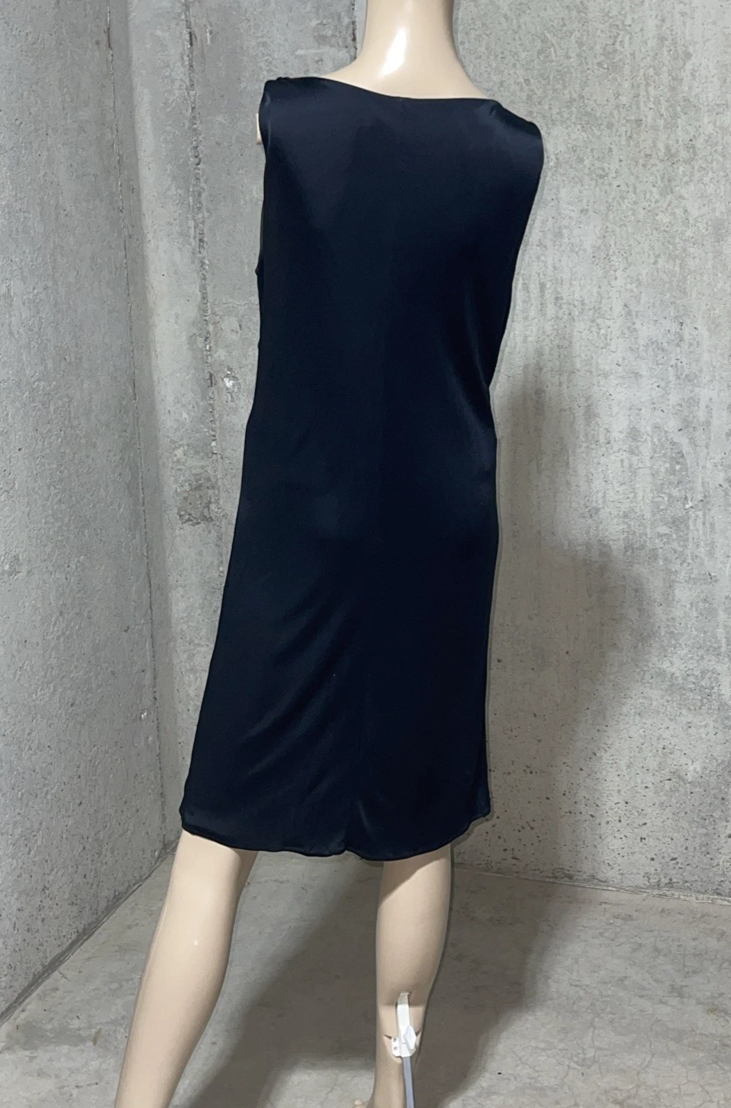 Abito da cocktail drappeggiato Versace Medusa 95 nero scollo a cappuccio taglia US 8 10 IT 46