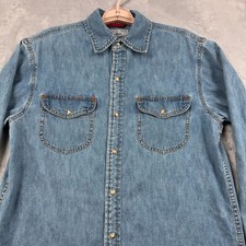 Levi's Signature Denim Shirt Men's Small Blue Long Sleeve Pearl Snap Western