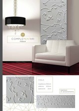 PANNELLO ARREDO PARETE IN GESSO BIANCO 60x60x2cm. FOGLIA Cf.4 pz. ARREDO INTERNO