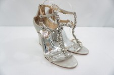 Badgley Mischka Used 10 Cashet II Embellished/Crystals T-Strap Wedges/Heels