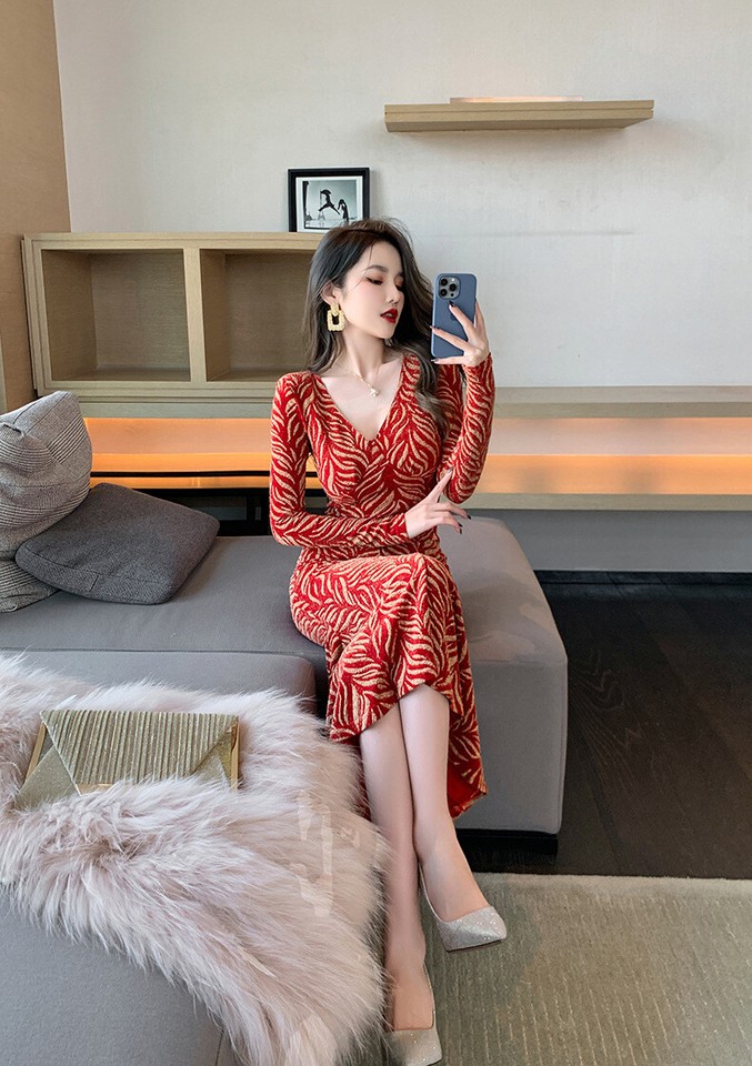 Cocktail Dresses Size 0010 for Women Evening Party Midi Red Floral