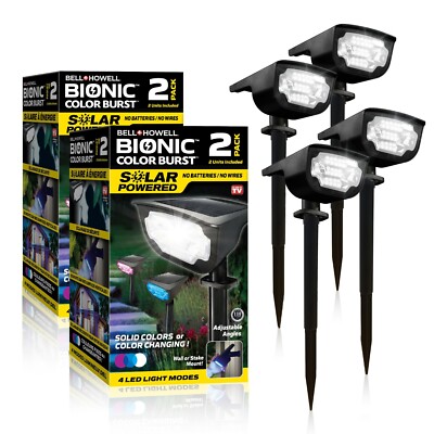 Bell + Howell Bionic Color Burst Solar Powered Waterproof Pathway Lights- 4 Pack