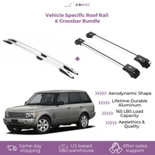 ERKUL Set of Roof Side Rails Rack & Cross Bars for Range Rover 2002-2012 Silver