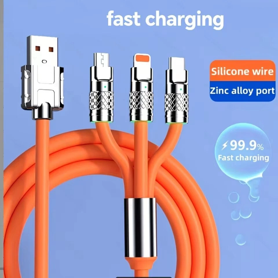 3 in 1 Fast USB Charging Cable Universal Multi Function Cell Phone Charger Cord - Image 3 of 4