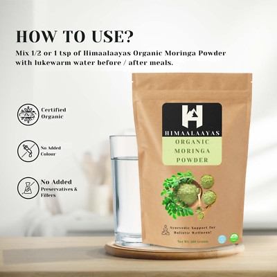 Himaalaayas Moringa Powder Certified Organic Moringa Oleifera, vegan, 100g