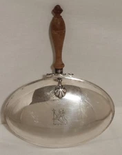 SILVER PLATE SILENT BUTLER OVAL w/ HINGED LID  by CRESCENT (KIRK) SILVER CO.