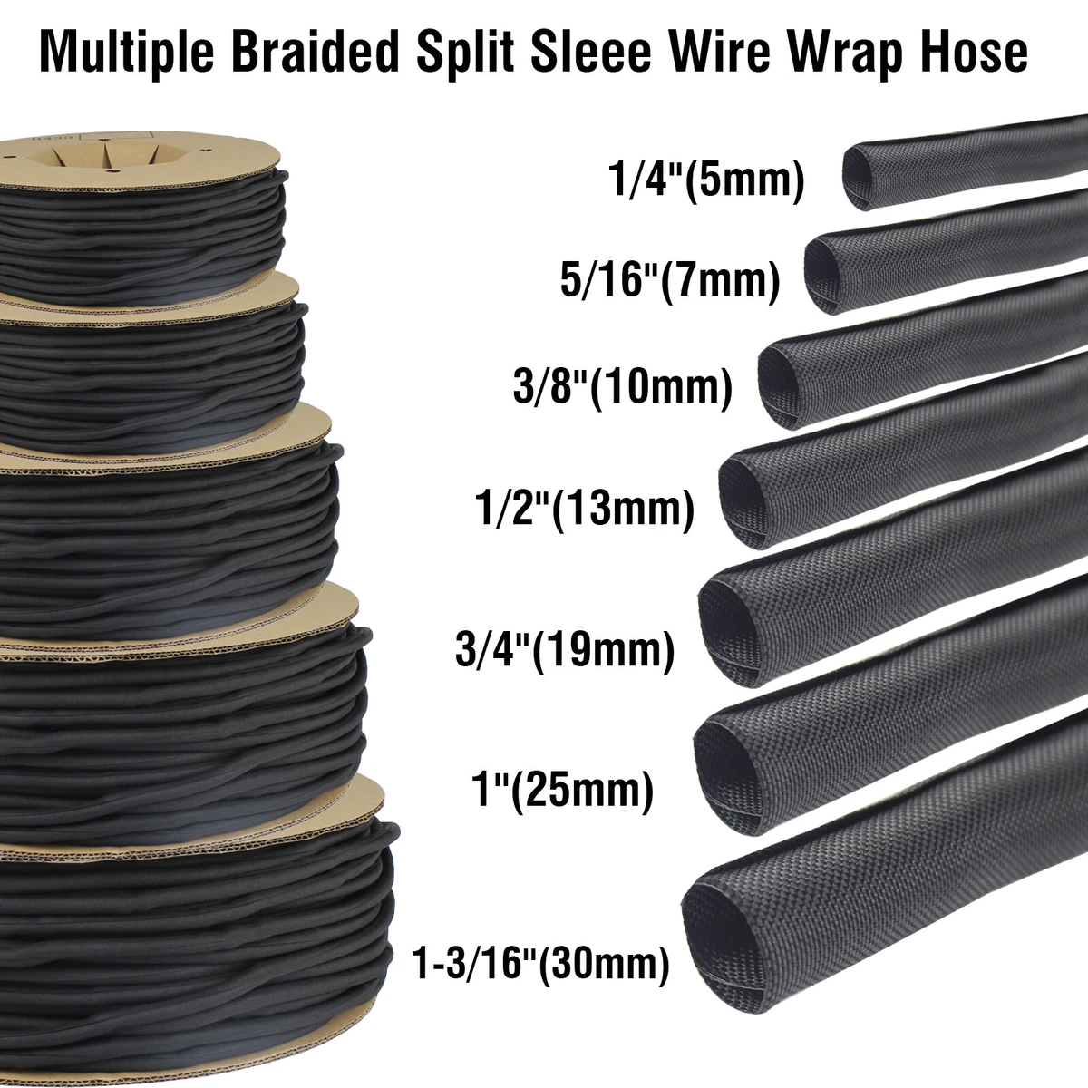 Wire Loom Braided Split Sleeving Insulation Auto Wire Protector tubing Lot