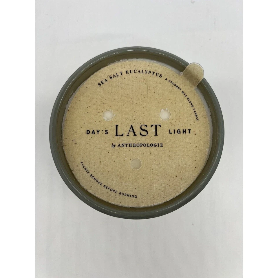 Anthropologie Último Día Luz Vela Vidrio Sal Marina Eucalipto Nuevo En Caja Foto 4 de 4