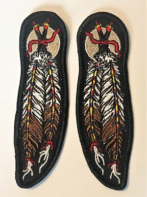 1 PAIR 4 INCH FEATHERS PATCHES - 2 PATCHES - NATIVE STYLE - NEW