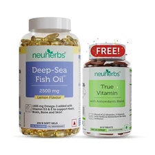 Neuherbs Omega 3 Deep Sea Fish Oil 200 Softgels True Vitamin 30 Tablets FREE