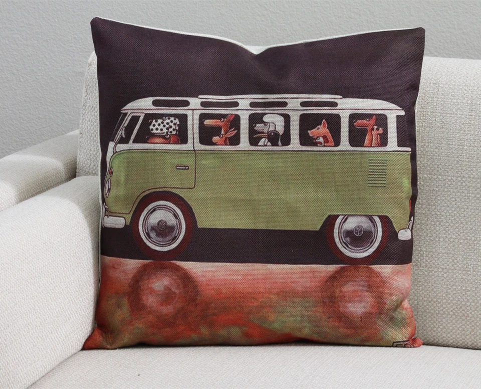 Маленький Lili подушка чехол с собаки водитель дизайн зеленый Volkswagen 18 x 18 - Изображение 3 из 3