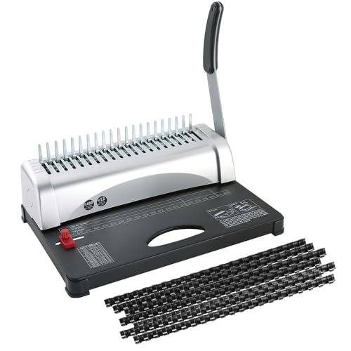 FLK Tech Binding Machine with Starter Combs Set for A4-21 Hole / 450 Sheets Pape