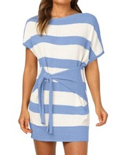 Apbondy Womens Crewneck Striped Bodycon Dress Casual Short Sleeve Knit Dresse...