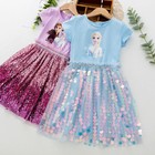 Prinzessin Party Frozen Pailletten Kleid Kostüm Elsa Gefrorene Mädchen Kleider