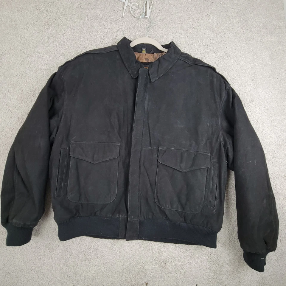 G-III винтажный 90-х мужской черный замшевый кожаный Bomber куртка размер XL большого размера