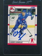 1990/91 Score #207 Claude Loiselle Nordiques Signed Auto *D3838