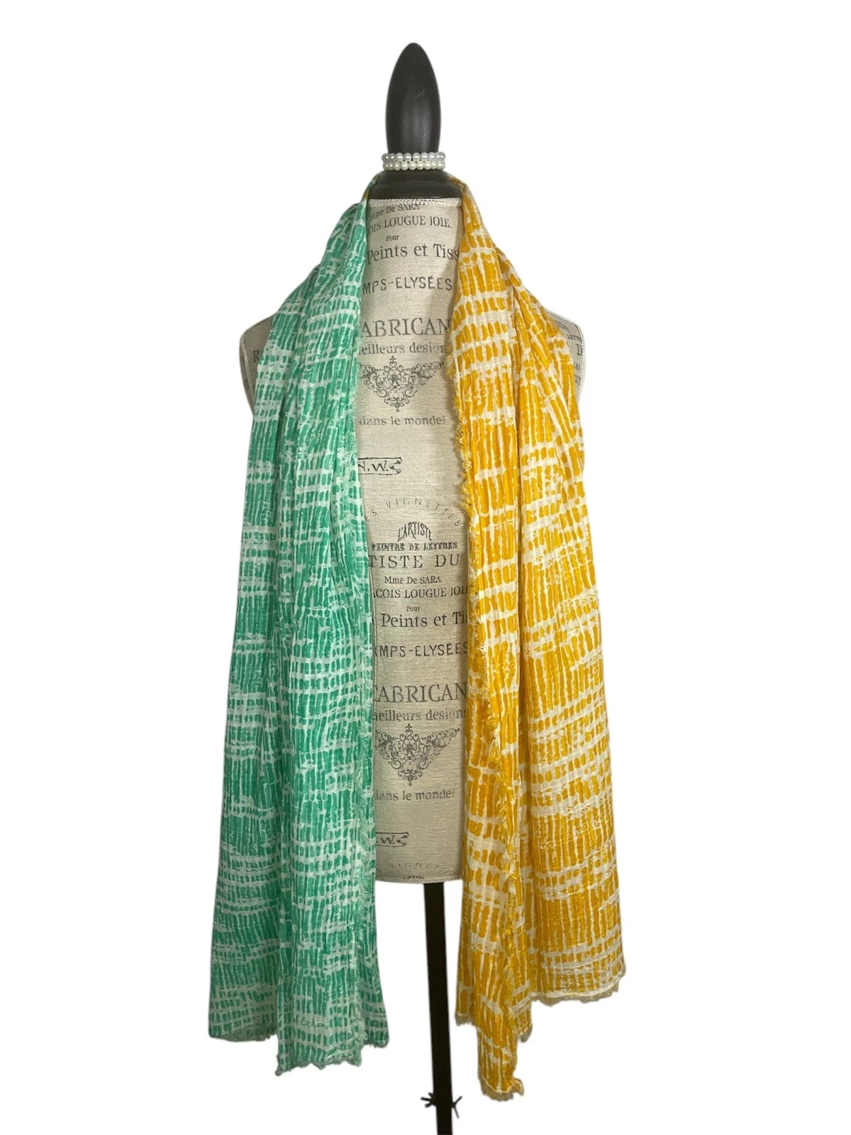 Echo Scarf Two Tone Long Textured Tichel 100% Cotton Head Wrap 183cmx61cm