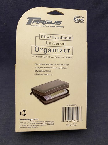 2001 NIB TARGUS PDA Handheld Universal Organizer Palm Pilot Pocket PC Vintage - Photo 4 sur 4