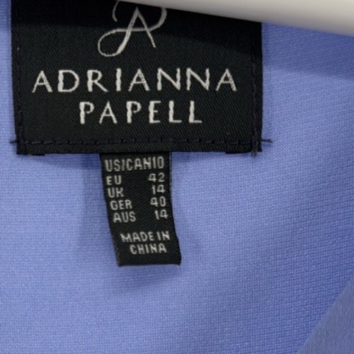 Adrianna Papell Chiffon Overlay Shutter Pleat Sheath Dress 10 blue purple modest - Picture 15 of 15