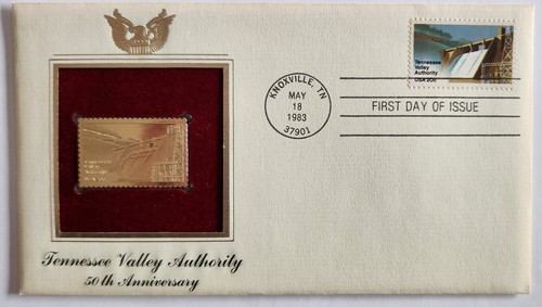 Tennessee Valley Authority - 22K GOLD Replica 1st Day Cover Historic Stamp