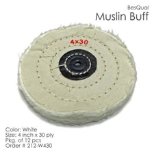 Dental Lab 12-pieces White Muslin Buff Wheel 4 x 30-ply new 