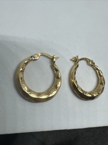DN 14K GELBGOLD GERIPPTE STRUKTUR CREOLEN OHRRINGE DURCHBOHRT SIGNIERT 1,1 G - Bild 8 von 12