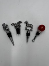 Lot Of 4 Wine Stoppers Silver Horses 