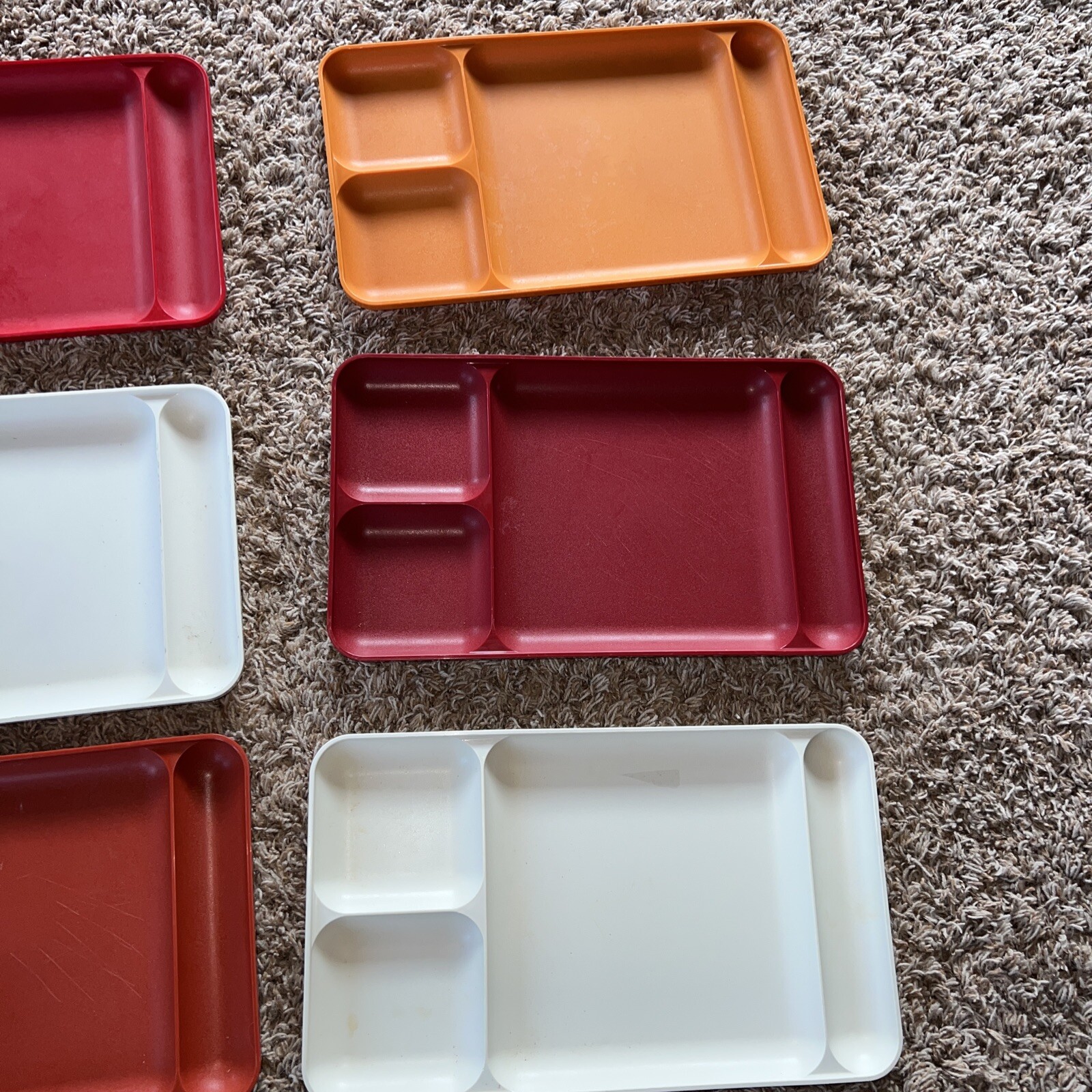 6 Vintage Tupperware Divided Food Trays TV Dinner Fall Harvest Colors