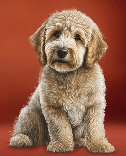 Labradoodle Welpe Hund Kritzeleien groß digital 36x44 Baumwollstoff Panel - Bild 1 von 1