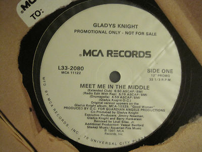 GLADYS KNIGHT MEET ME IN THE MIDDLE 12'' ORIG '91 MCA WHITE LABEL PROMO R&B MINT-