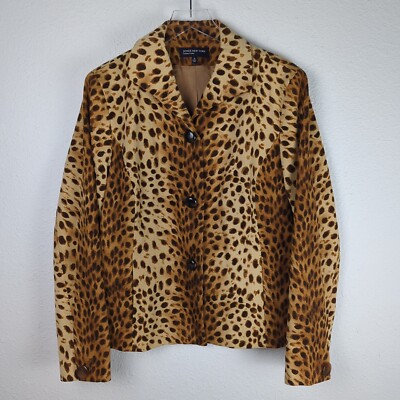 ジャケット Cotton and viscose blazer with animalier print lining Leopard Jacket Upcycled Cotton Blazer Hand Painted Spring
