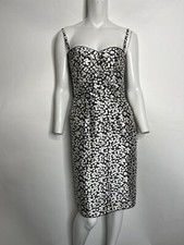 Vtg DOLCE & GABBANA 00s BLACK WHITE FLORAL PRINT DRESS M