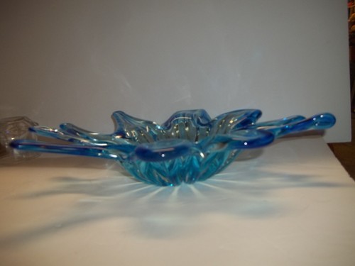 Vintage Murano Fisch Glas Schale Italien hellblau Bonbon Waschtisch Deko - Bild 10 von 10
