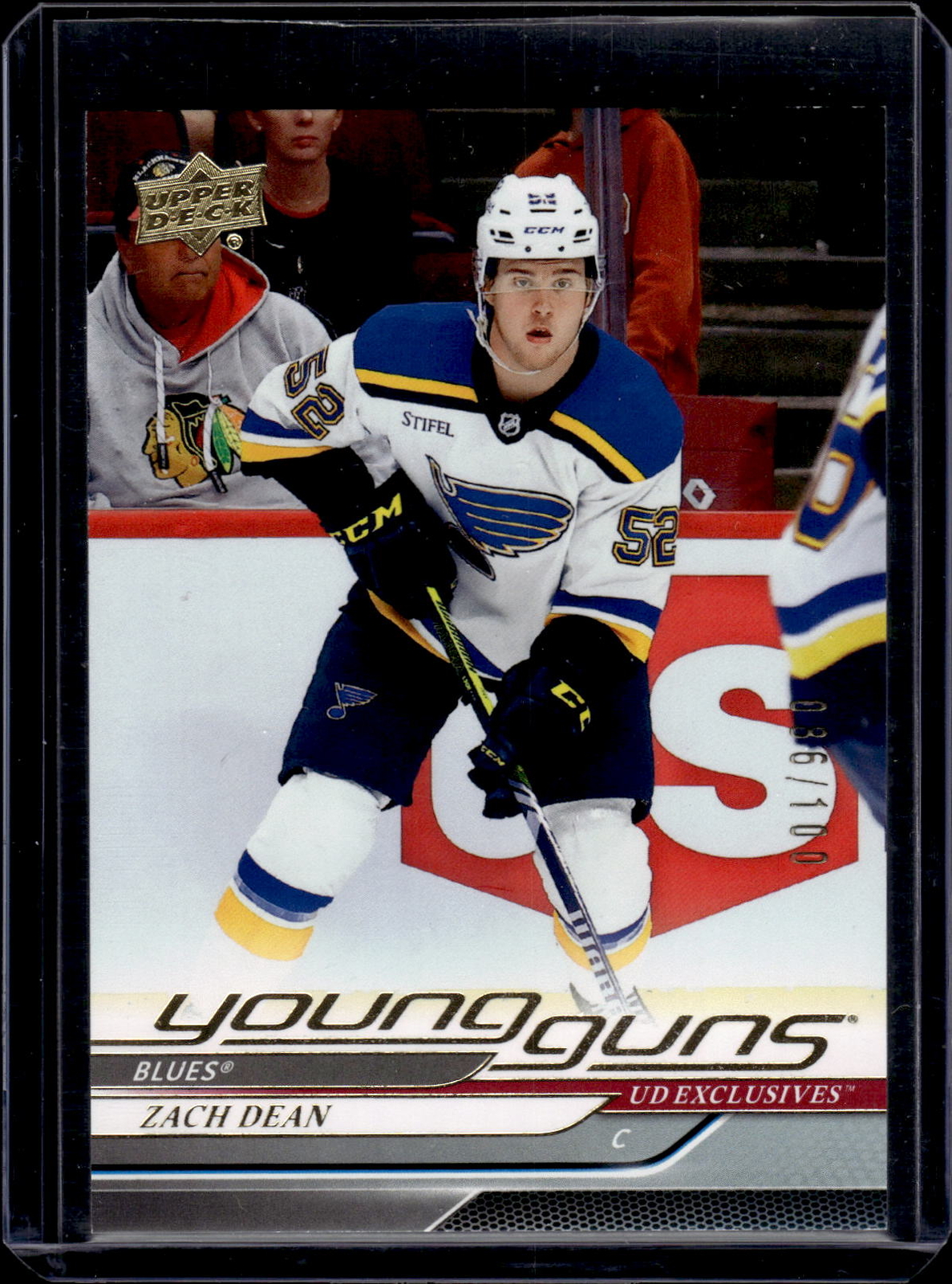 2024-25 Upper Deck #213 Zach Dean Young Guns UD Exclusives #/100 RC Blues