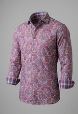 Alan Flusser Long Sleeve Button Up Shirt Vibrant Paisley Print Sz L