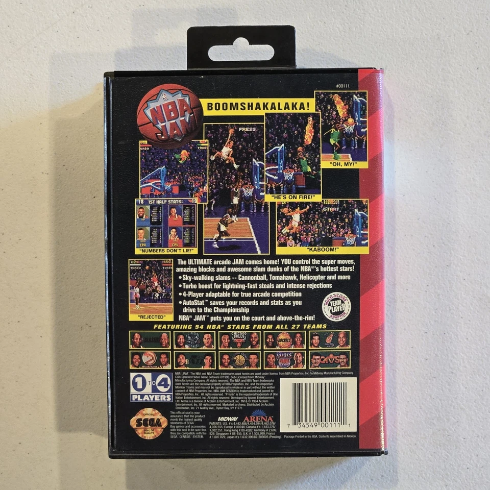 NBA Jam (SEGA Genesis, 1993, E) RETRO VIDEO GAME - COMPLETE IN BOX w MANUAL - Image 2 of 3