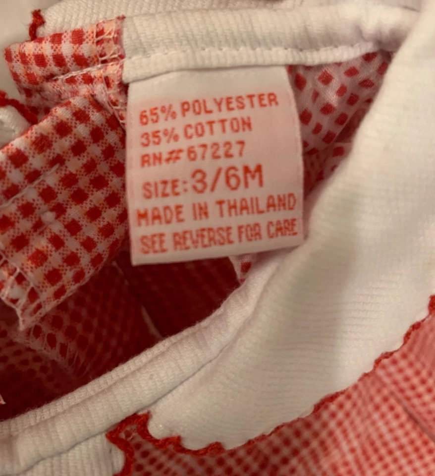 MyPal 3-6 m Vintage Baby Girl or Doll Clothing Dress w/diaper cover Red - Image 4 of 4